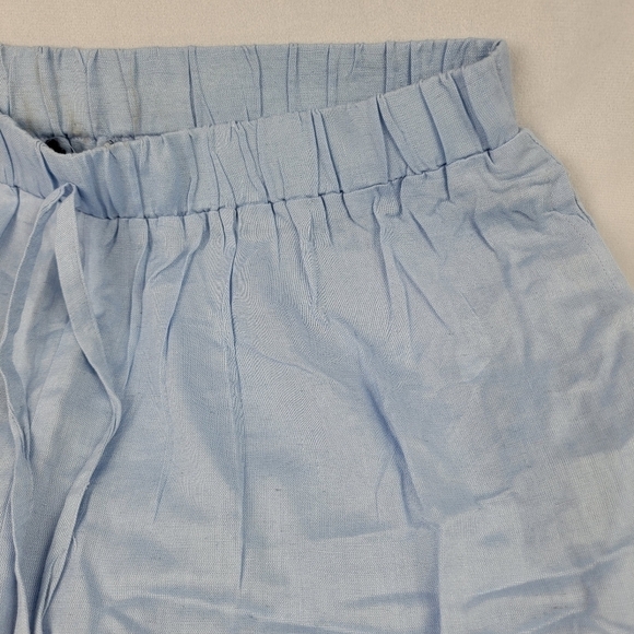 NWT Pretty Little Thing pale blue linen blend drawstring extreme wide leg pants - Picture 6 of 8
